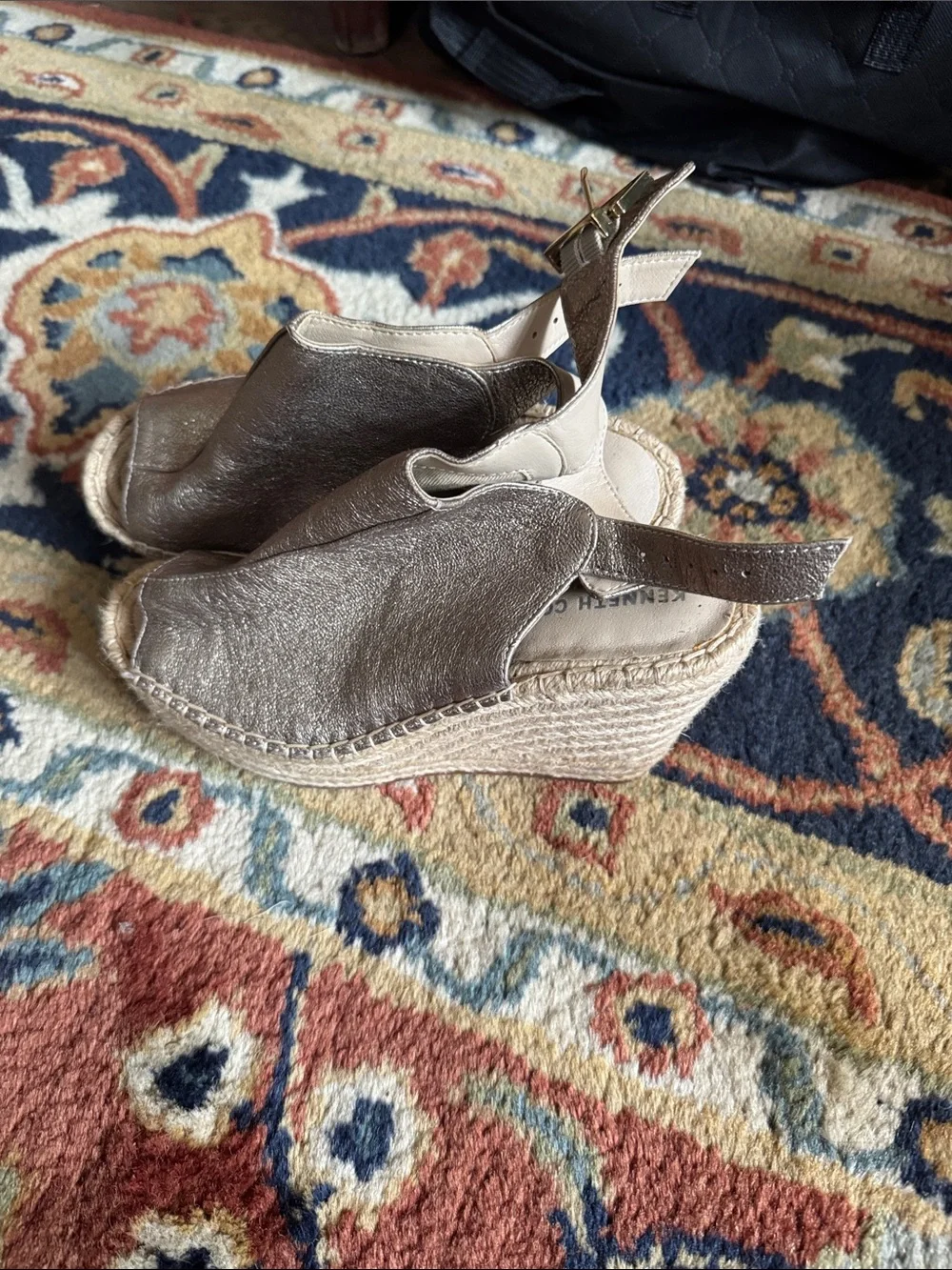 Kenneth Cole Metallic Gold Women's Espadrille Wedge Sandals